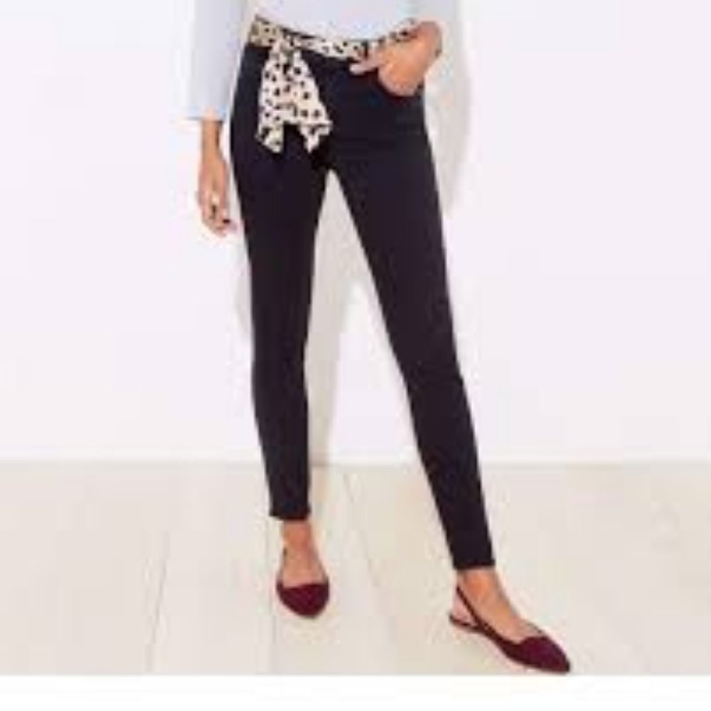 NEW Loft | Scarf Leopard Belted Black Skinny Jeans